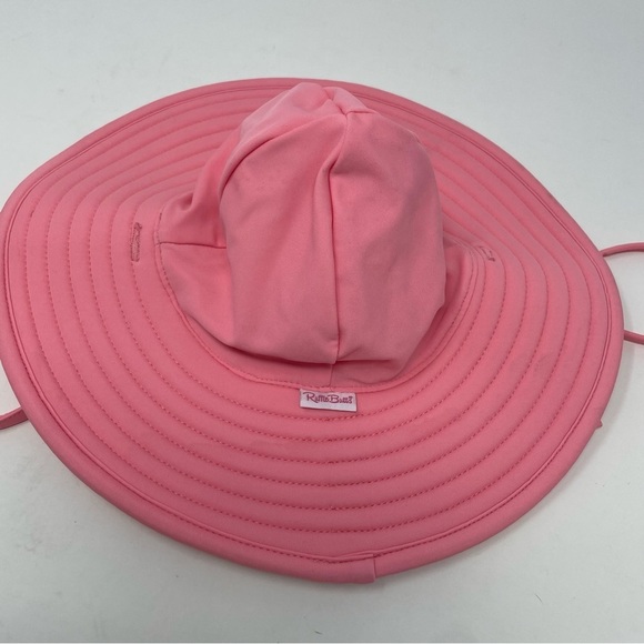 Ruffle Butts Pink Sun Hat and Pink Floral Long Sleeve Swim Suit Infant Baby - Picture 4 of 13